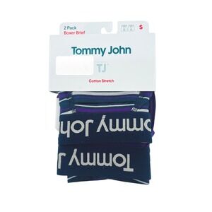 Tommy John Boxer Briefs‎ Mens S Purple Striped 2 Pack Cotton Stretch 6" Inseam